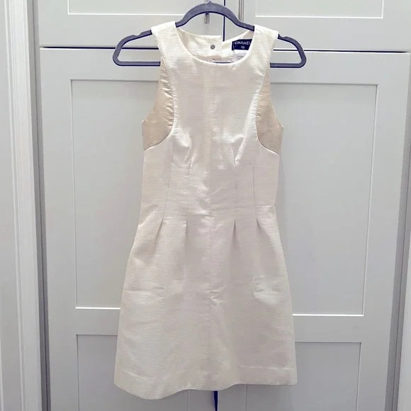 white christmas dresses Chanel // Embroidered Lace Shift Dress – VSP Consignment main image 1